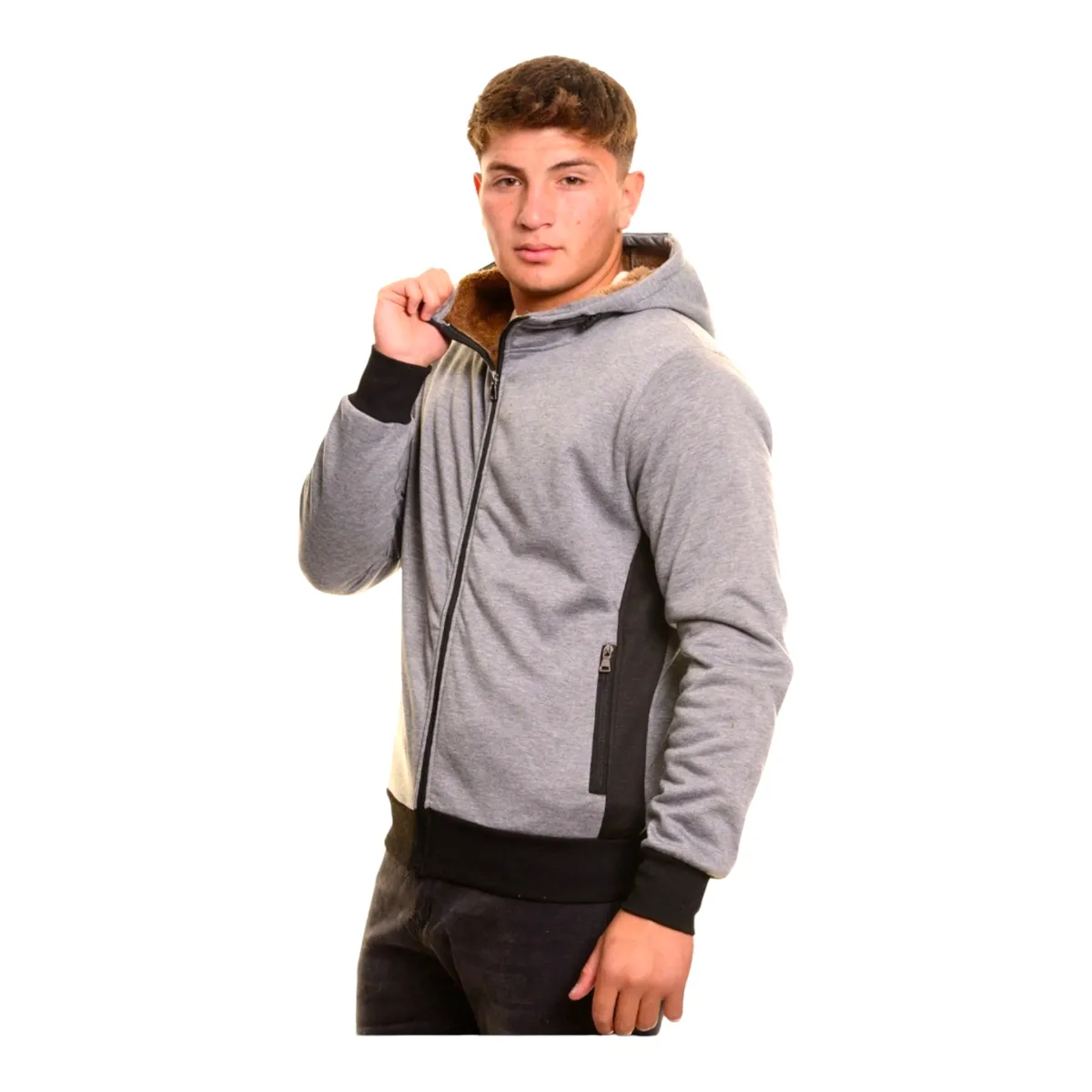 HERIEL - Polerón Hombre Forrado En Chiporro Con Gorro