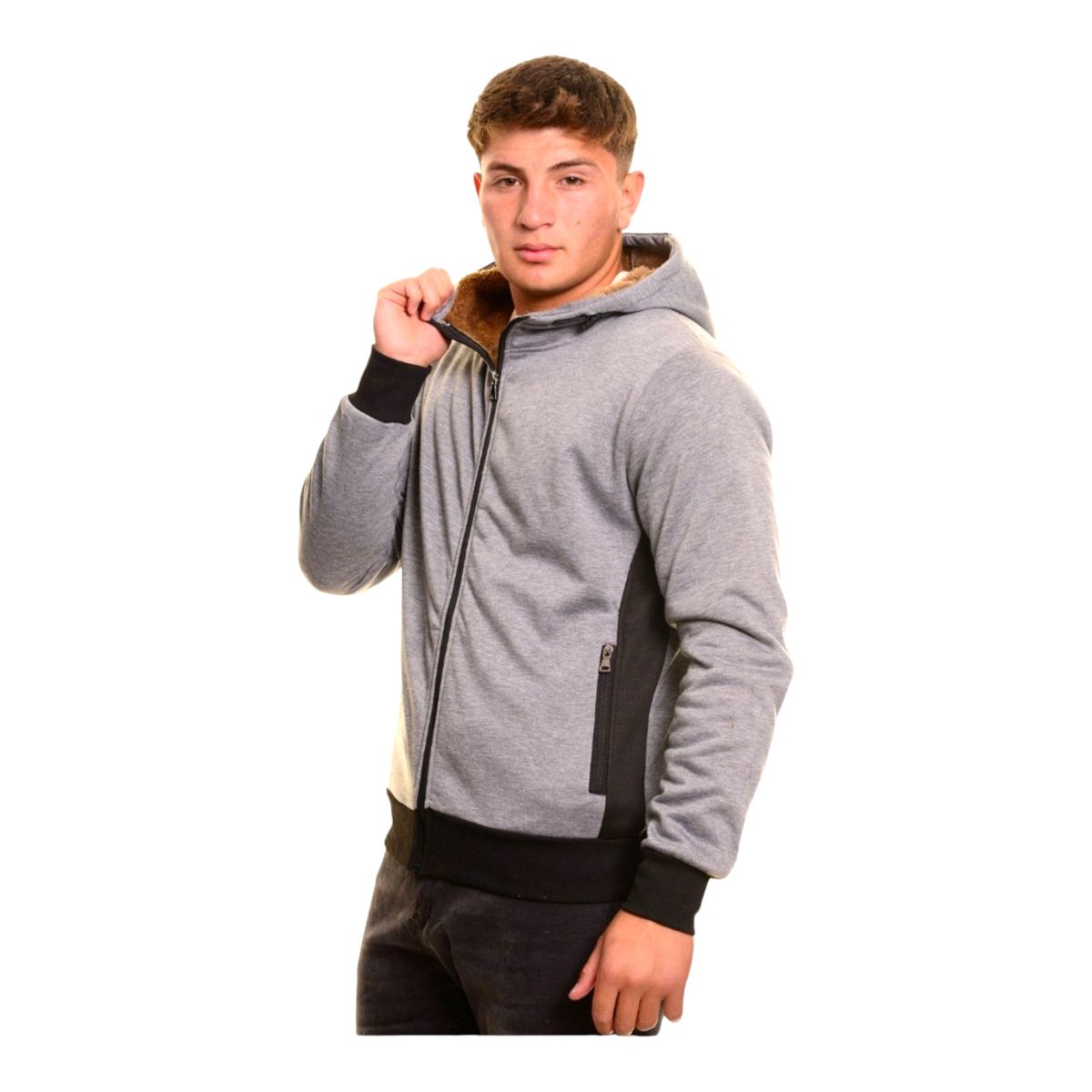 HERIEL - Polerón Hombre Forrado En Chiporro Con Gorro