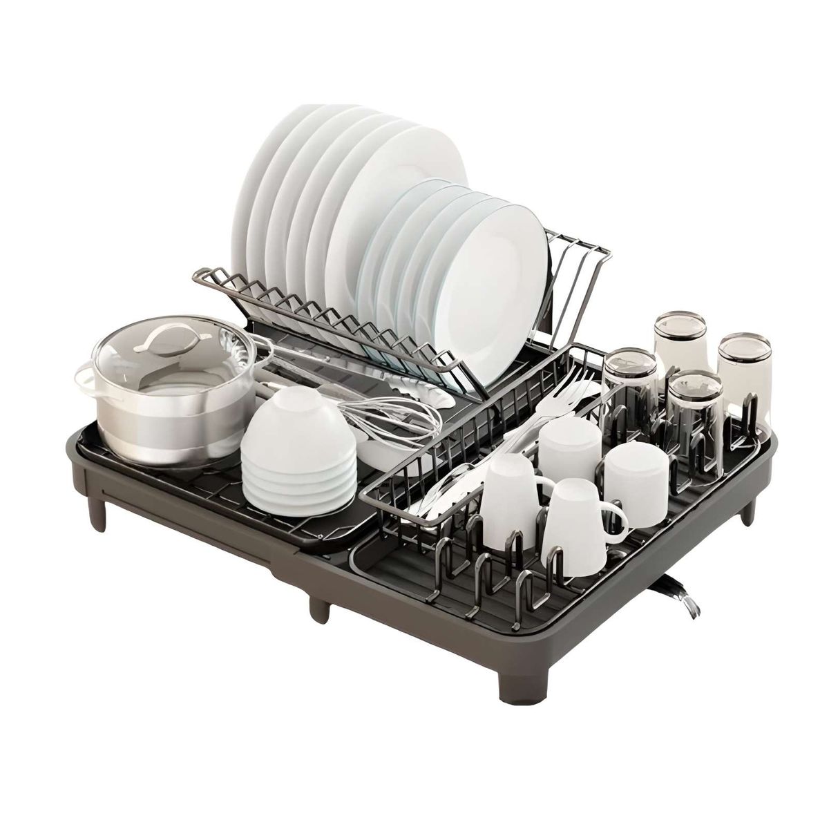 GENERICO - Secaplatos Escurridor Cocina Acero Inoxidable Plegable Loza