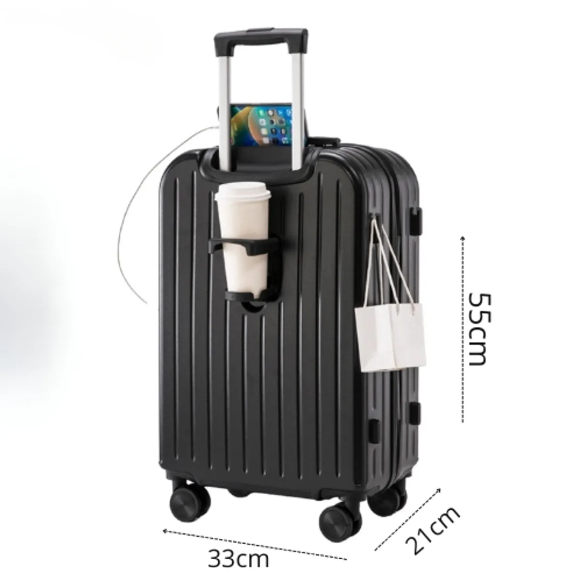 CRUSEC - Maleta De Viaje Cabina Equipaje Mediano Con USB Y Portavasos