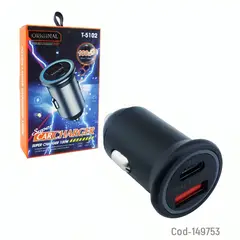 GENERICO - CARGADOR 1 USB Y 1PD TYPE-C 100W MODT-5102 12V ALUMINIO AUTO