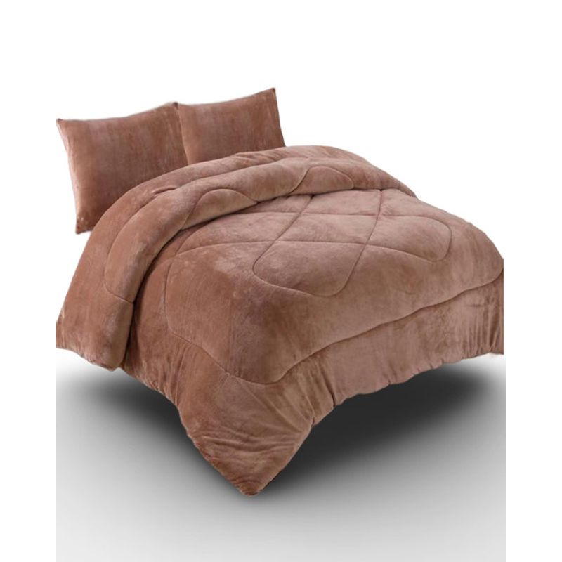 GENERICO - CUBRECAMA CON CHIPORRO PARA INVIERNO PLAZA Y MEDIA BEIGE