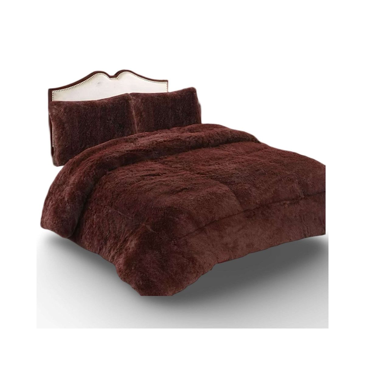 GENERICO - CUBRECAMA CON CHIPORRO PELUDO GRUESO PLAZA Y MEDIA CAFÉ