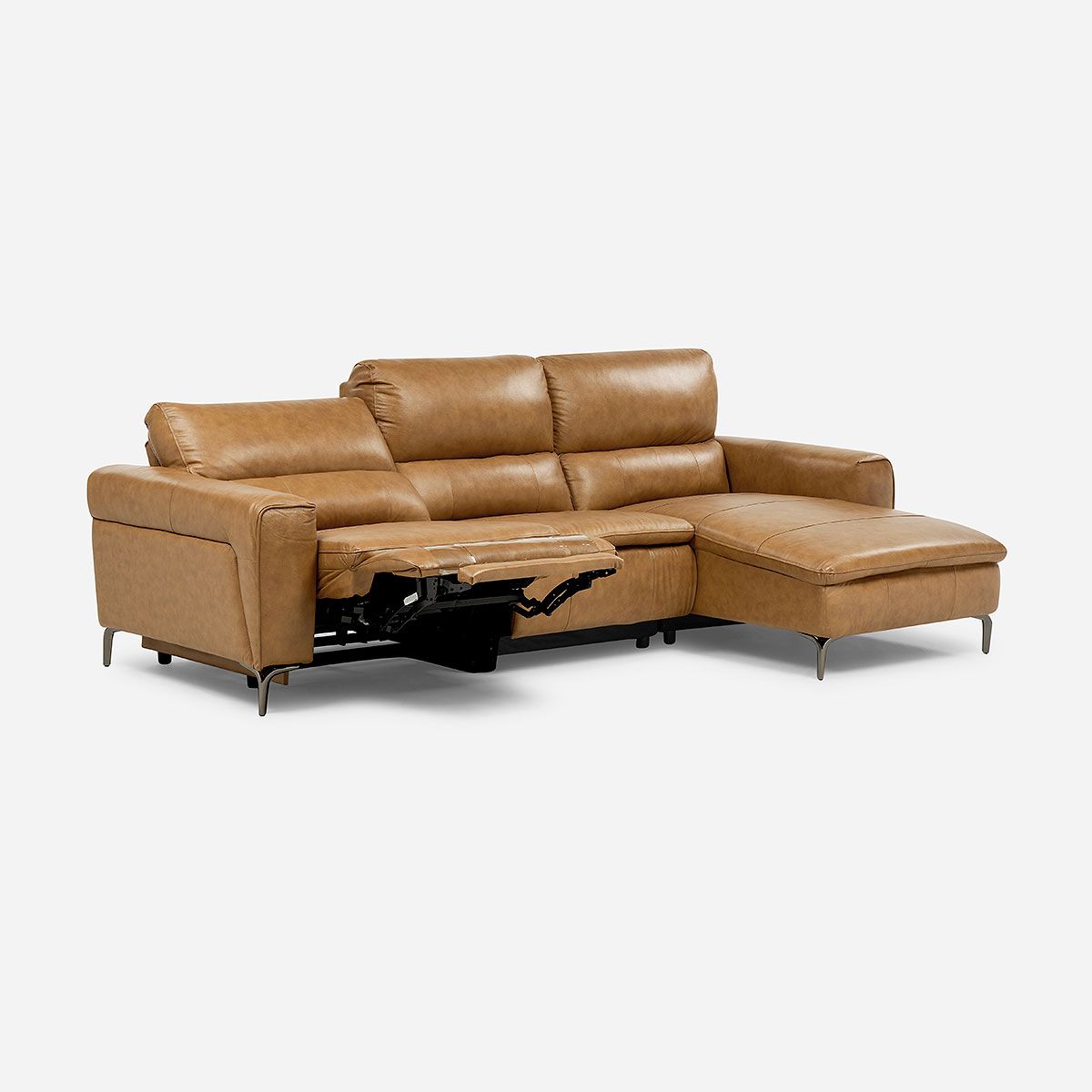 ROSEN - Sofá Reclinable Jensen Eléctrico Derecho Cuero Whiskey