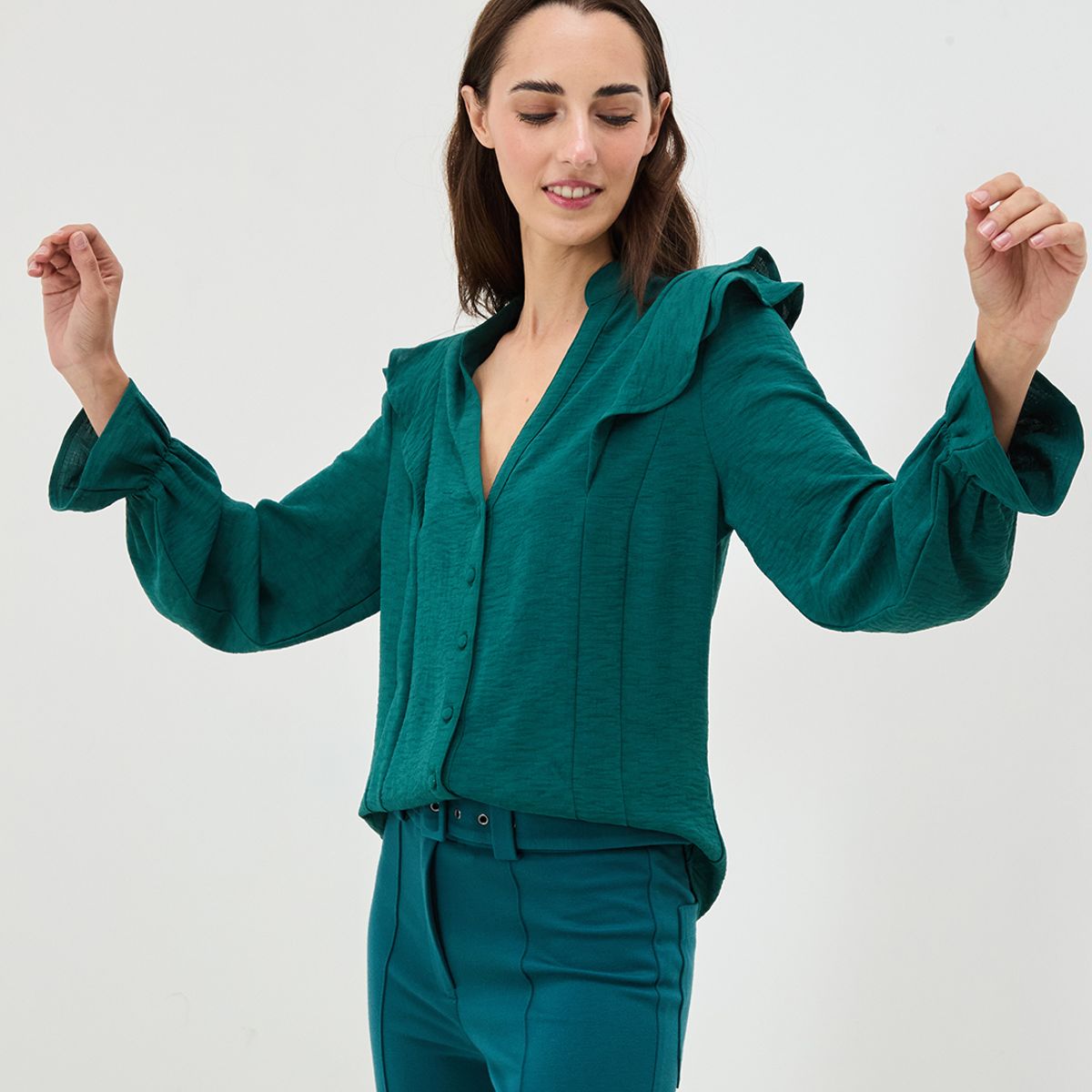 IO - Blusa Manga Larga Verde Cata Mujer Io