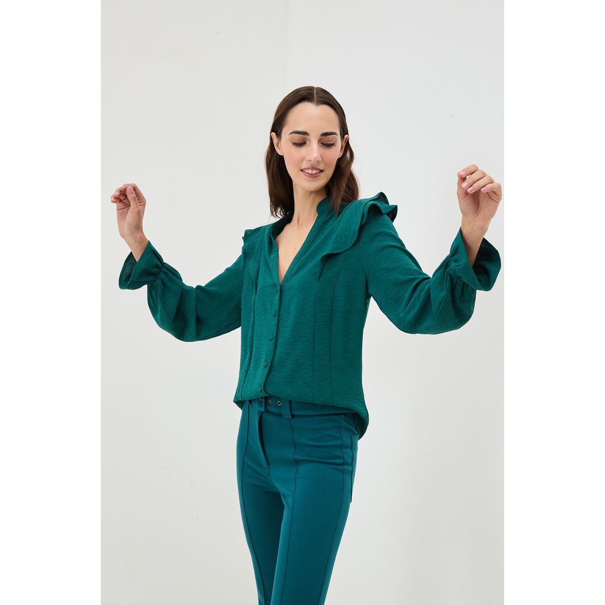 IO - Blusa Manga Larga Verde Cata Mujer Io