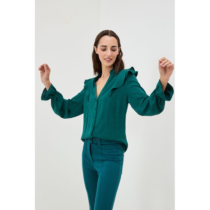 IO - Blusa Lisa Verde Cata Mujer IO