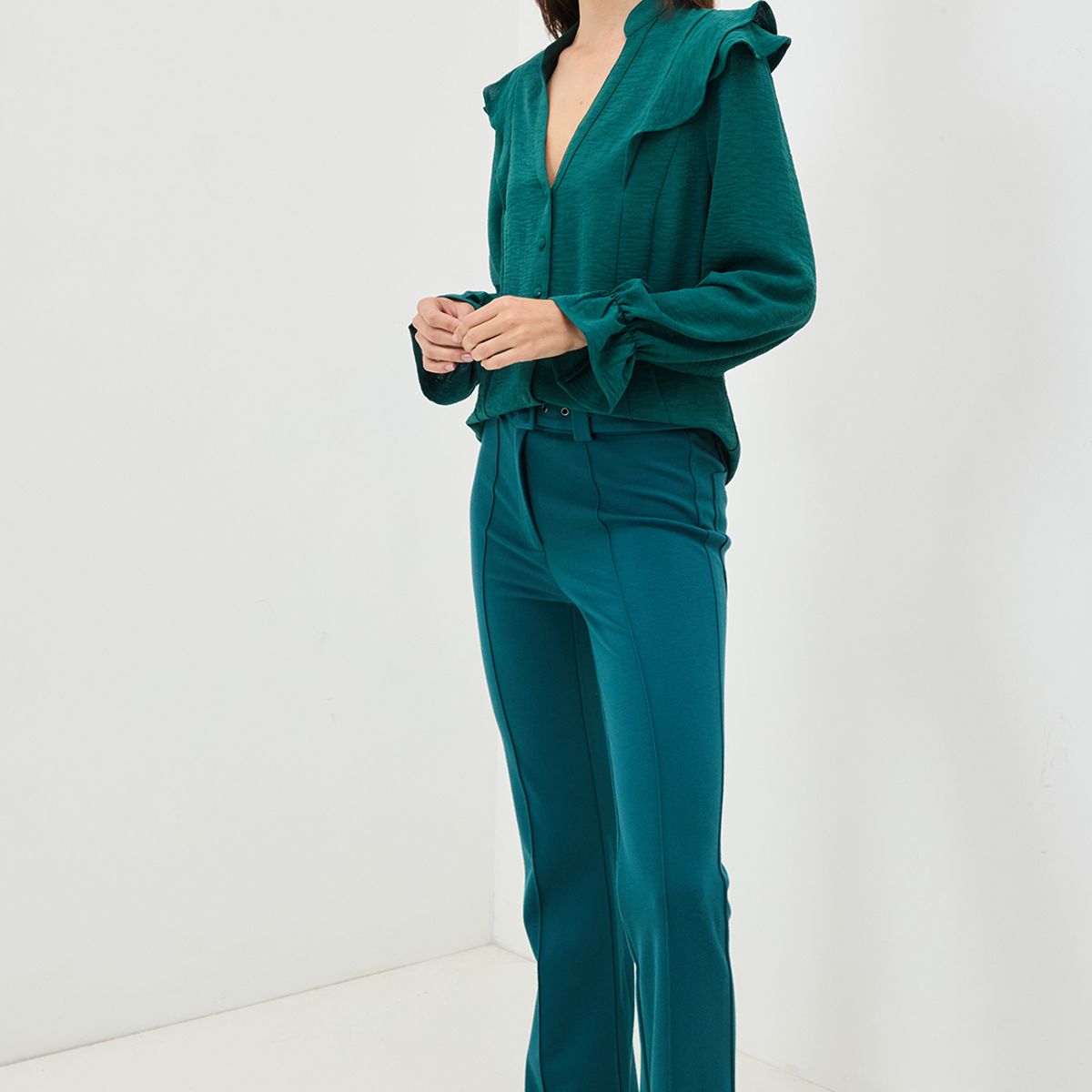 IO - Blusa Manga Larga Verde Cata Mujer Io