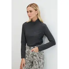 ASH - Polera Manga Larga Gris Marengo Mujer