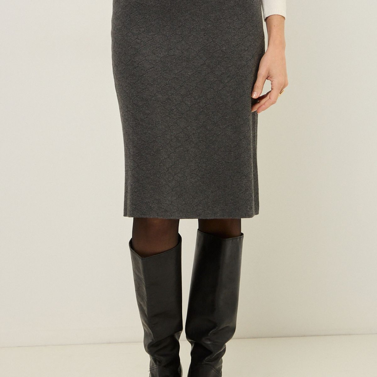 MA GRIFFE - Falda Larga Gris Marengo Mujer Magriffe