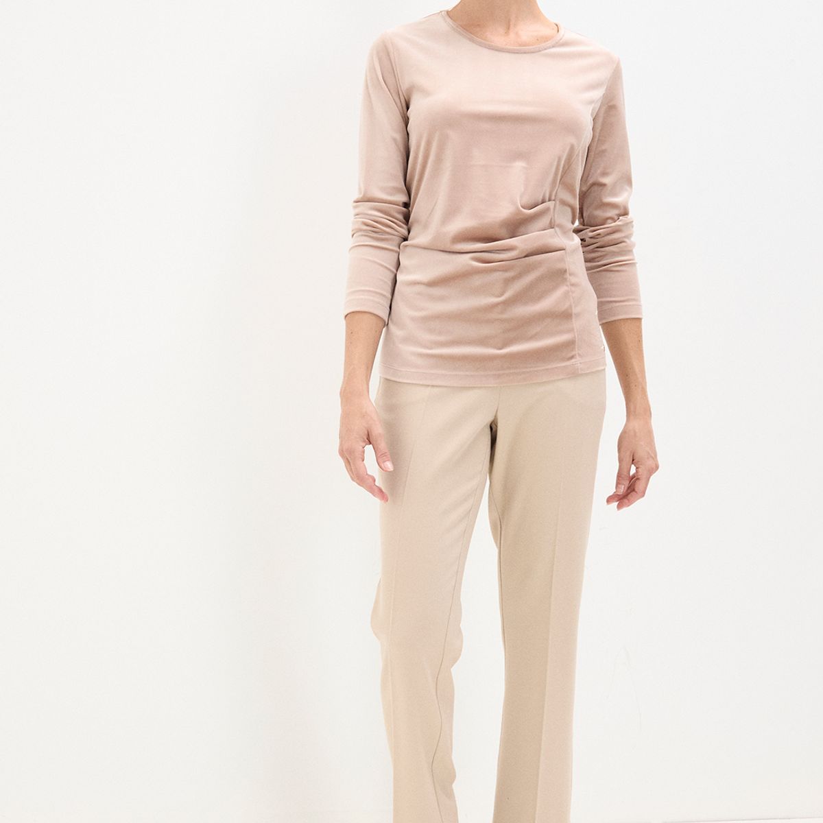 MA GRIFFE - Polera Manga Larga Beige Mujer Magriffe