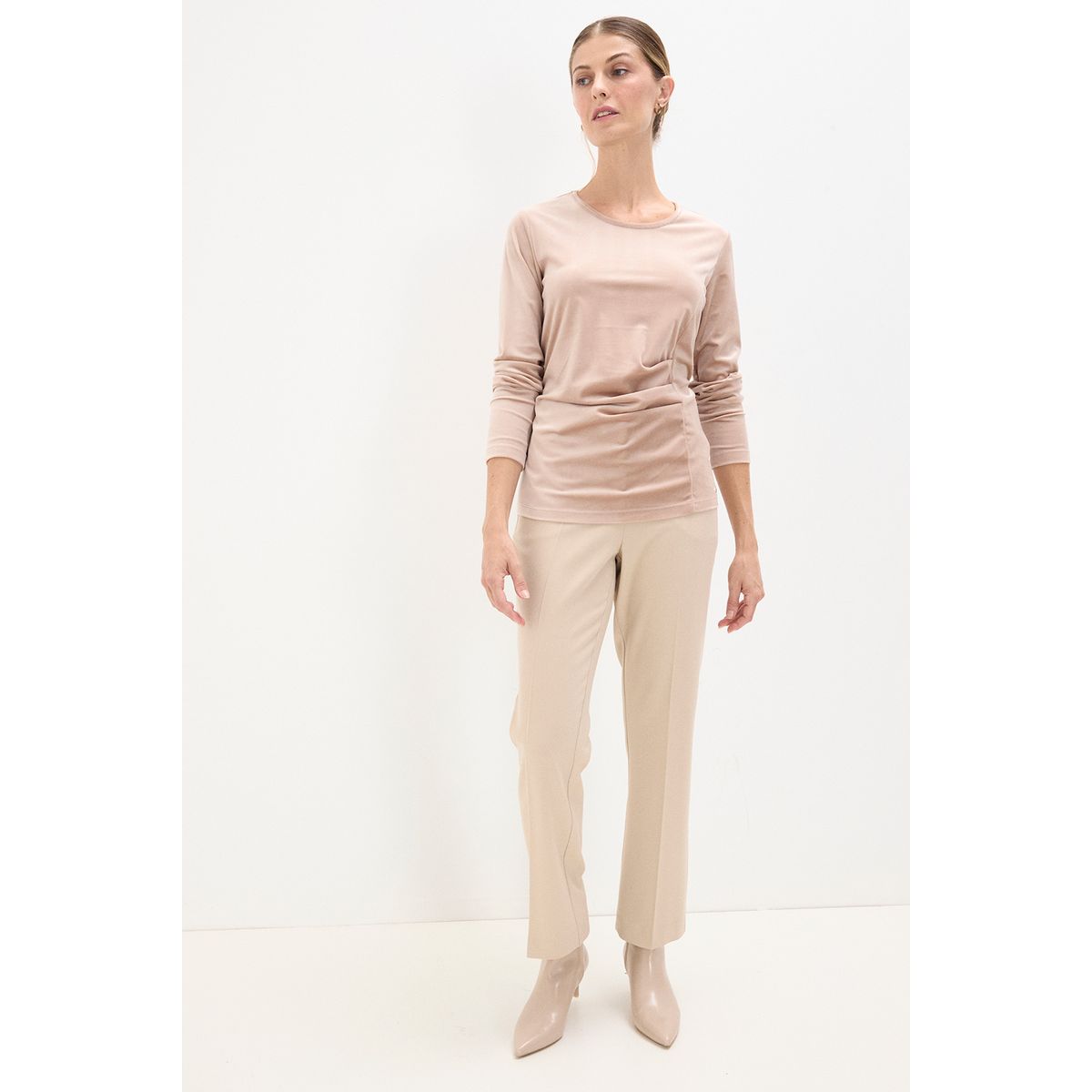 MA GRIFFE - Polera Manga Larga Beige Mujer Magriffe