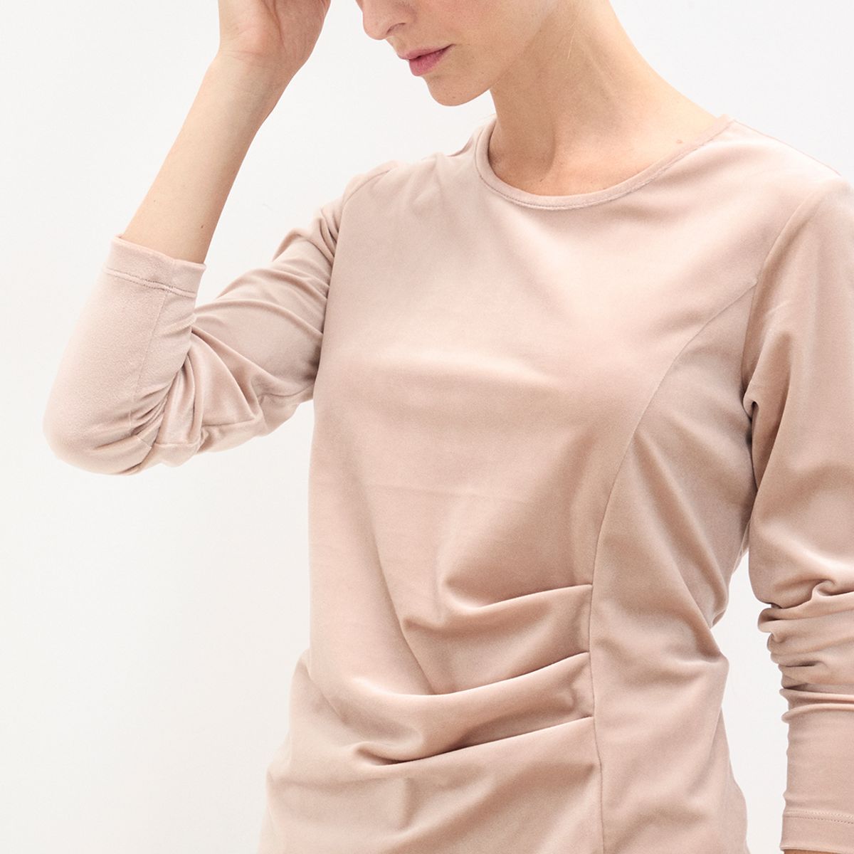 MA GRIFFE - Polera Manga Larga Beige Mujer Magriffe