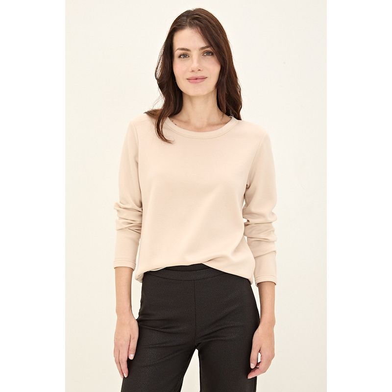 MA GRIFFE - Polera Manga Larga Beige Mujer Magriffe