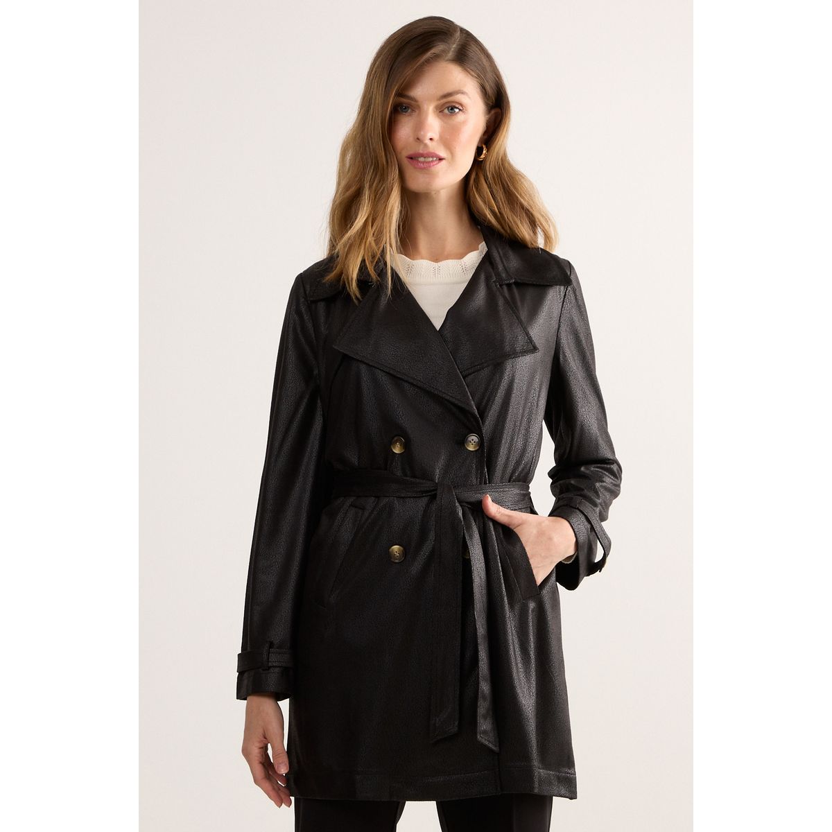 MA GRIFFE - Trench Negro Mujer Magriffe