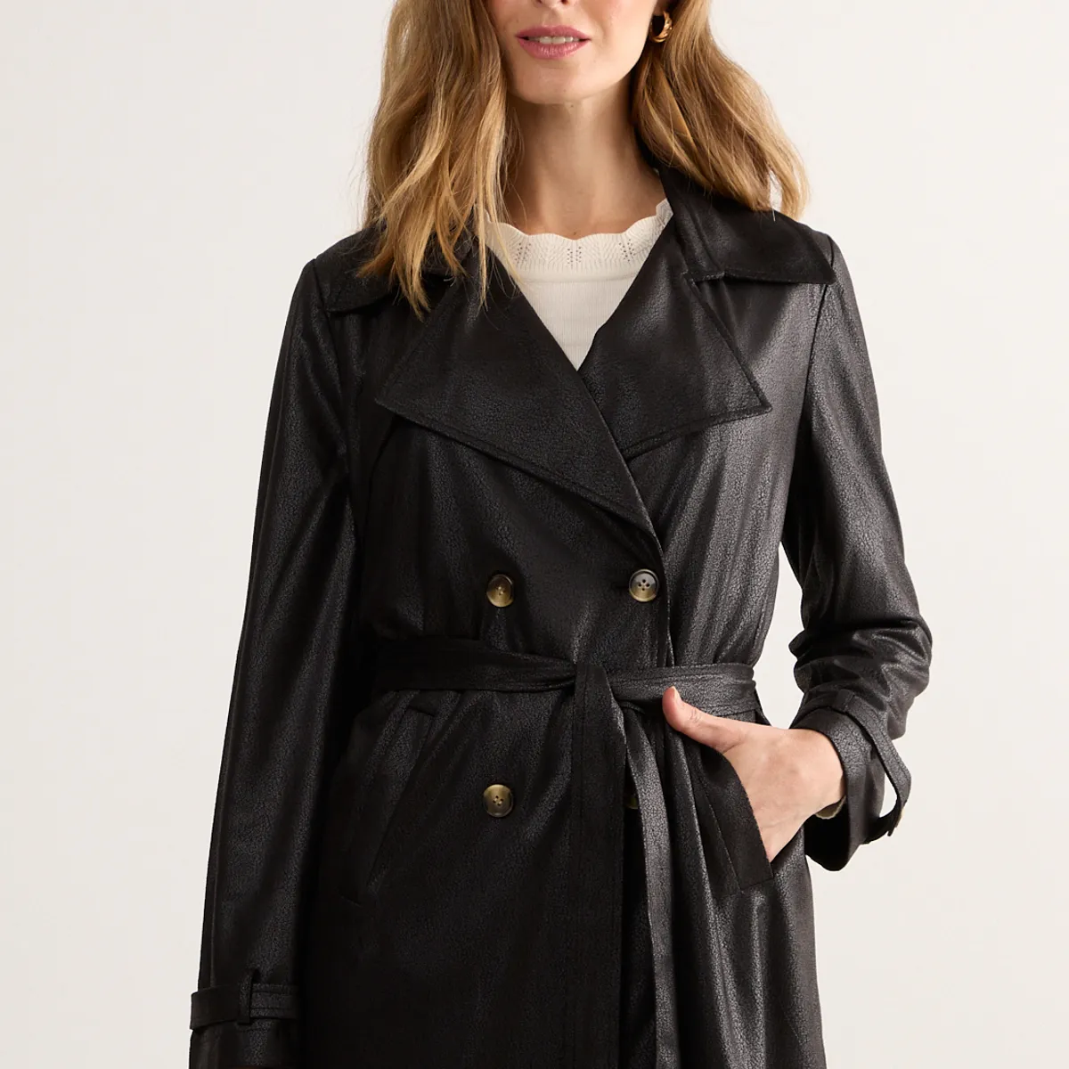 MA GRIFFE - Trench Negro Mujer Magriffe