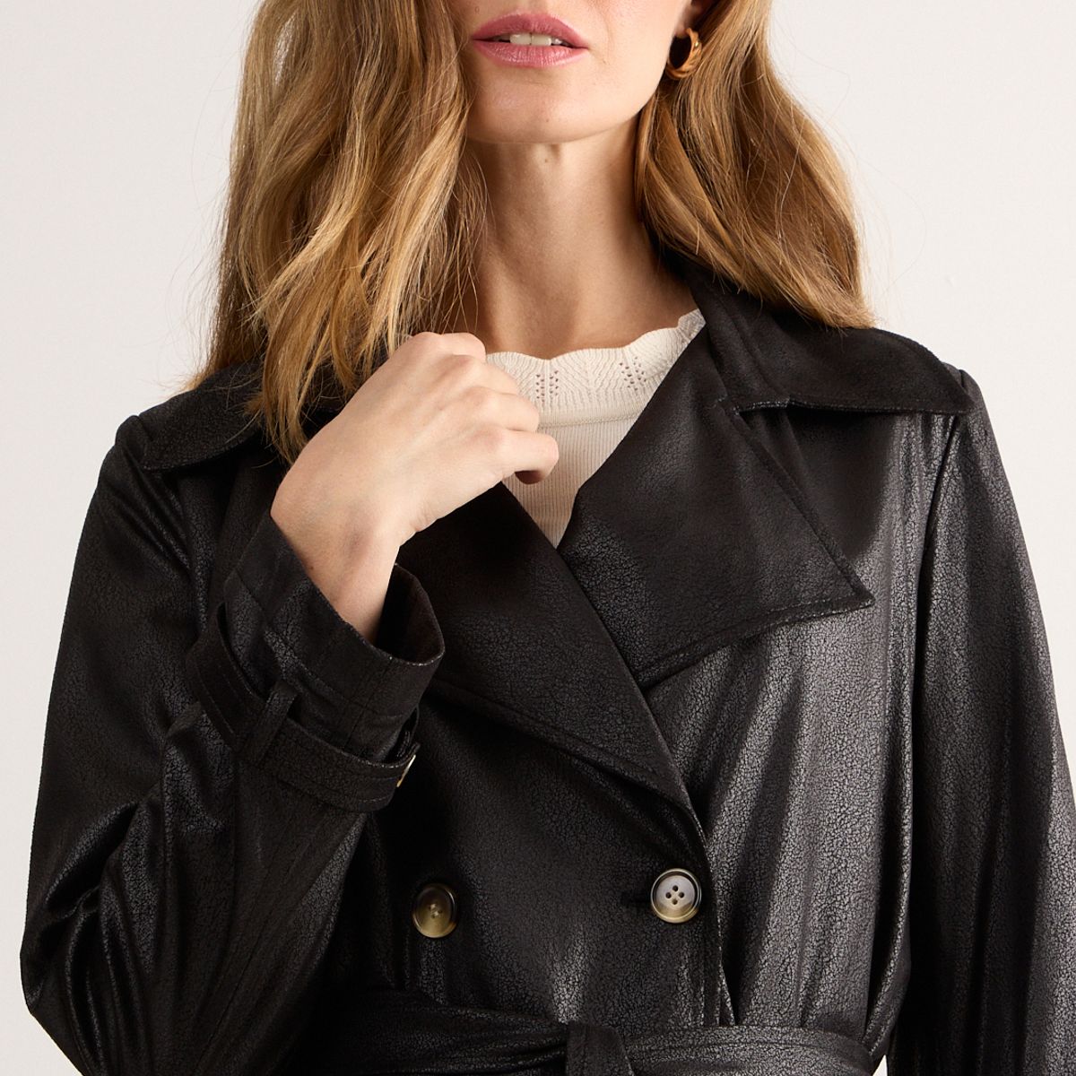 MA GRIFFE - Trench Negro Mujer Magriffe