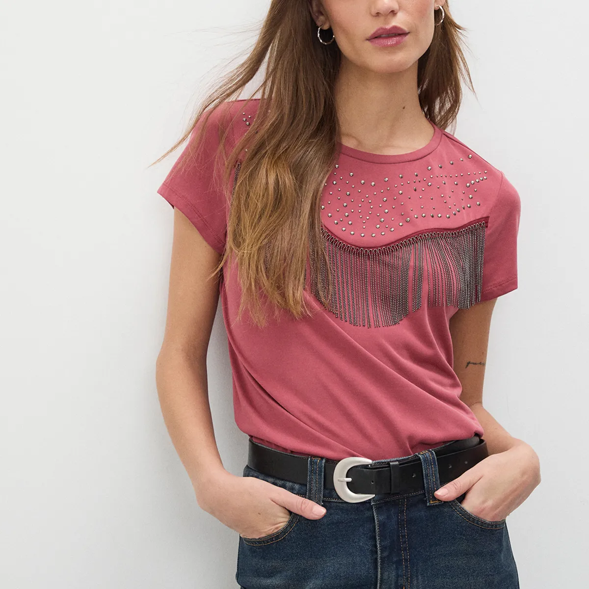 IO - Polera Manga Corta Rosado Mujer Io