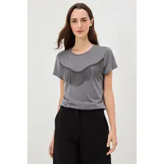 IO - Polera Manga Corta Gris Marengo Mujer