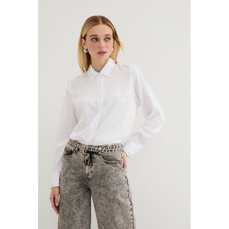 ASH - Blusa Manga Larga Crudo Mujer Ash