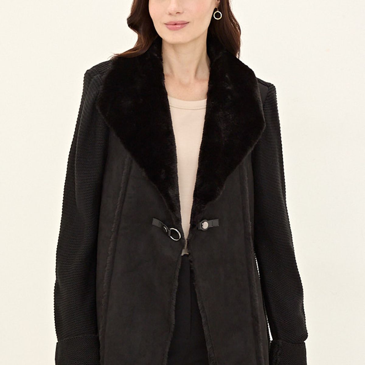 MA GRIFFE - Abrigo Negro Mujer Magriffe