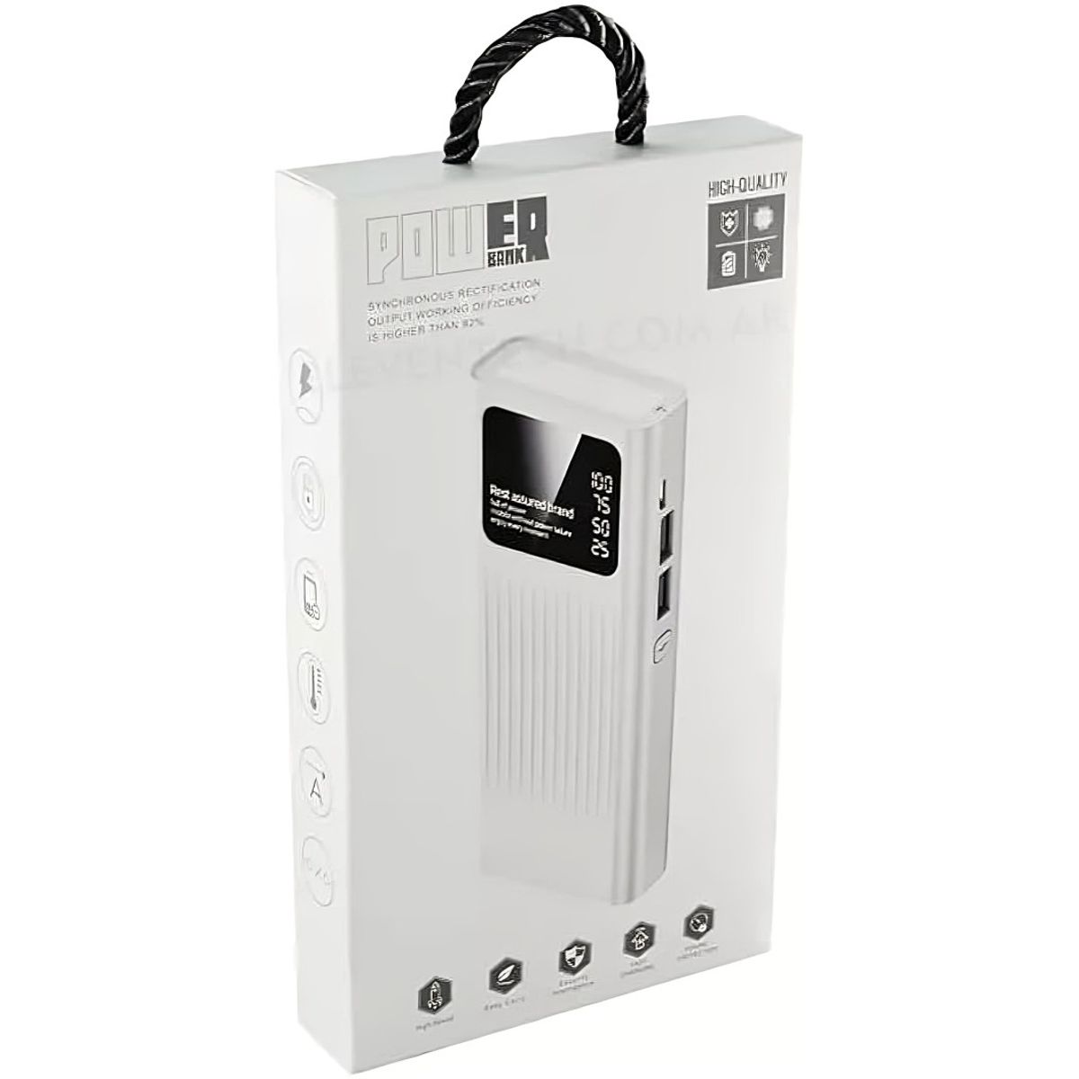 GENERICO - BATERIA EMERGENCIA 2 USB 20000 MAH CON LINTERNA INDICADOR DE CARGA
