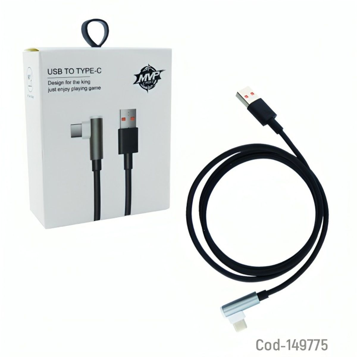 GENERICO - CABLE USB A TYPE-C CURVO 6A MVP BLANCONEGRO 1 M ALTA CALIDAD