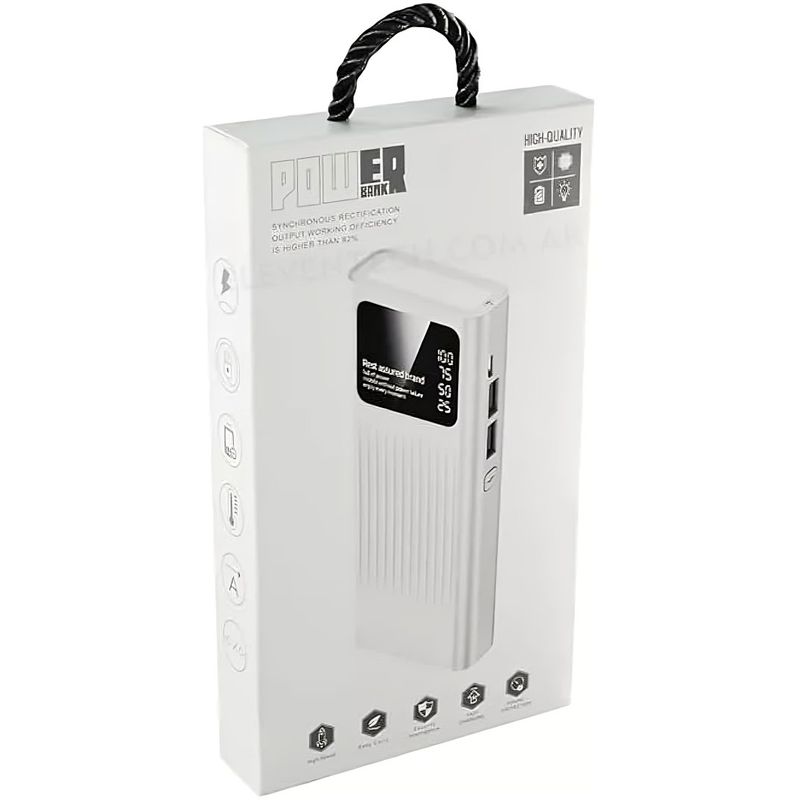 GENERICO - BATERIA EMERGENCIA 2 USB 20000 MAH CON LINTERNA INDICADOR DE CARGA