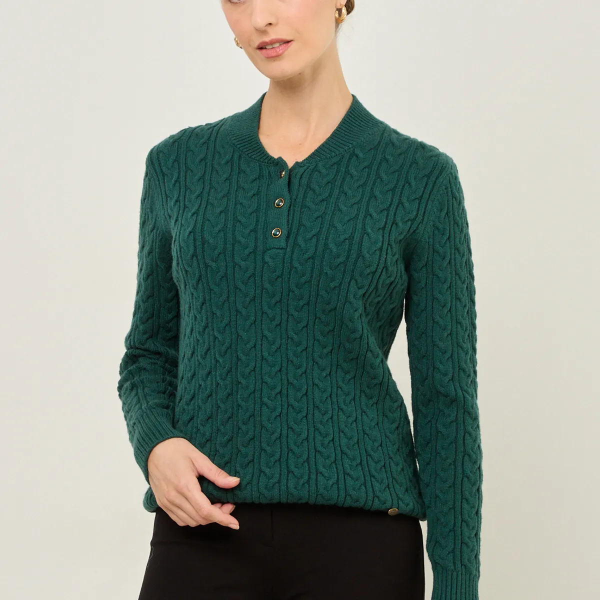 MA GRIFFE - Sweater Verde Musgo Mujer Magriffe