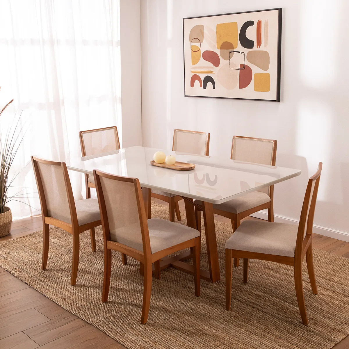 ROCA - Comedor 6 Personas Nara Canela-Beige