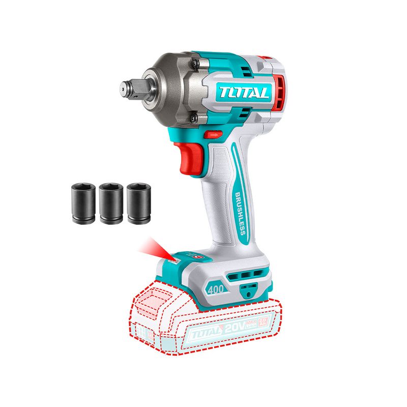 TOTAL TOOLS - Llave de Impacto 12 400Nm 20V + Dados