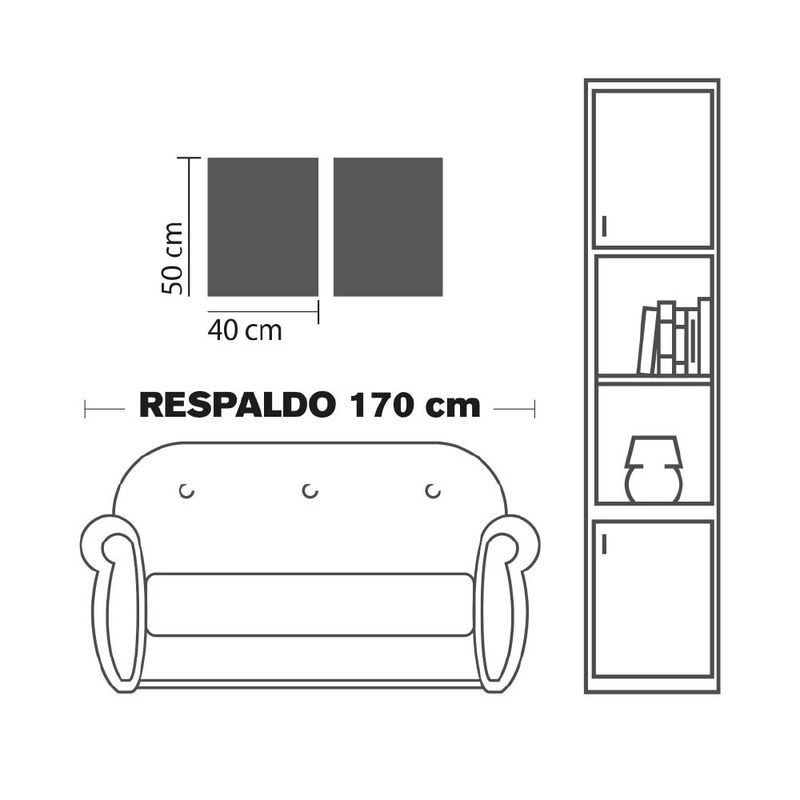ALCUADRADO - Set Doble Cuadros, Dúo Infantil 5 Ciervo, Negro, 50x40 cm