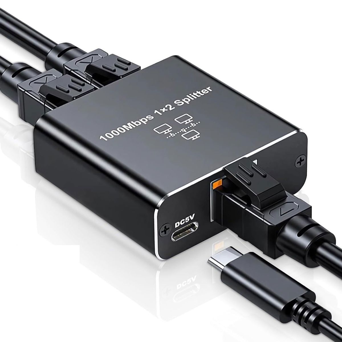 GENERICO - Hub Ethernet Splitter Divisor Gigabit 1000 Mbps Rj45 1x2