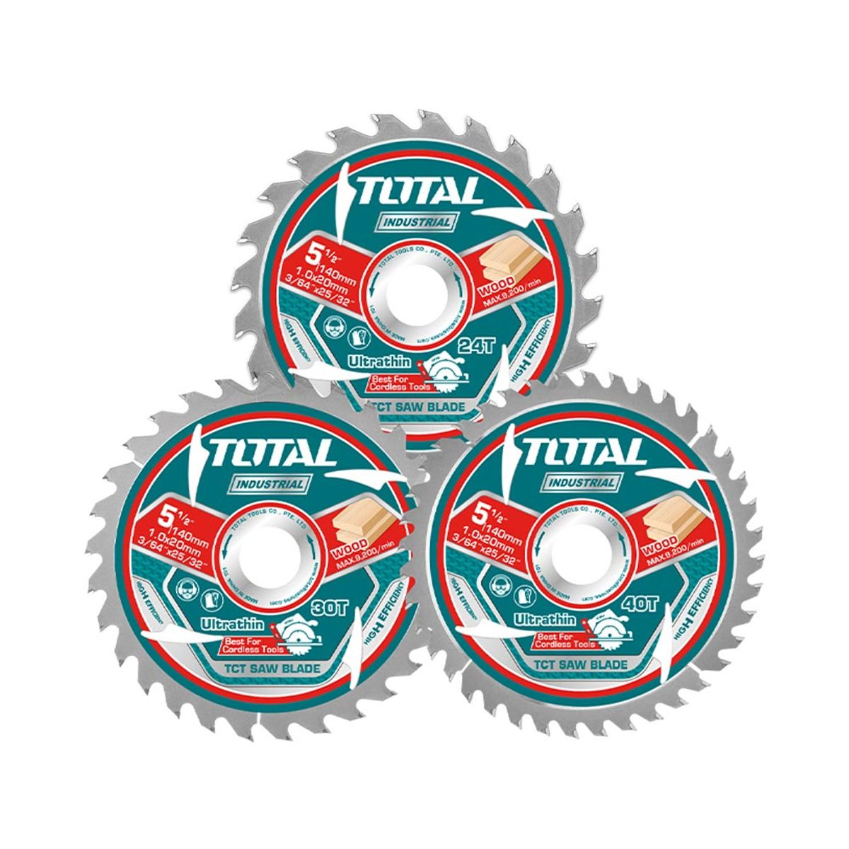 TOTAL TOOLS - Set 3 Discos de Sierra 140mm Ultra Finas
