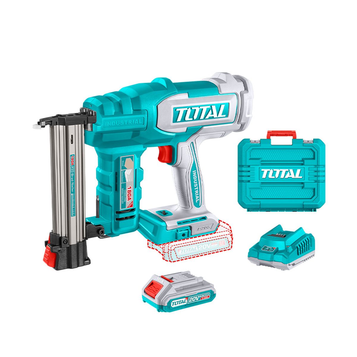 TOTAL TOOLS - Clavadora Inalámbrica 35mm 20V + Batería y Cargador Total
