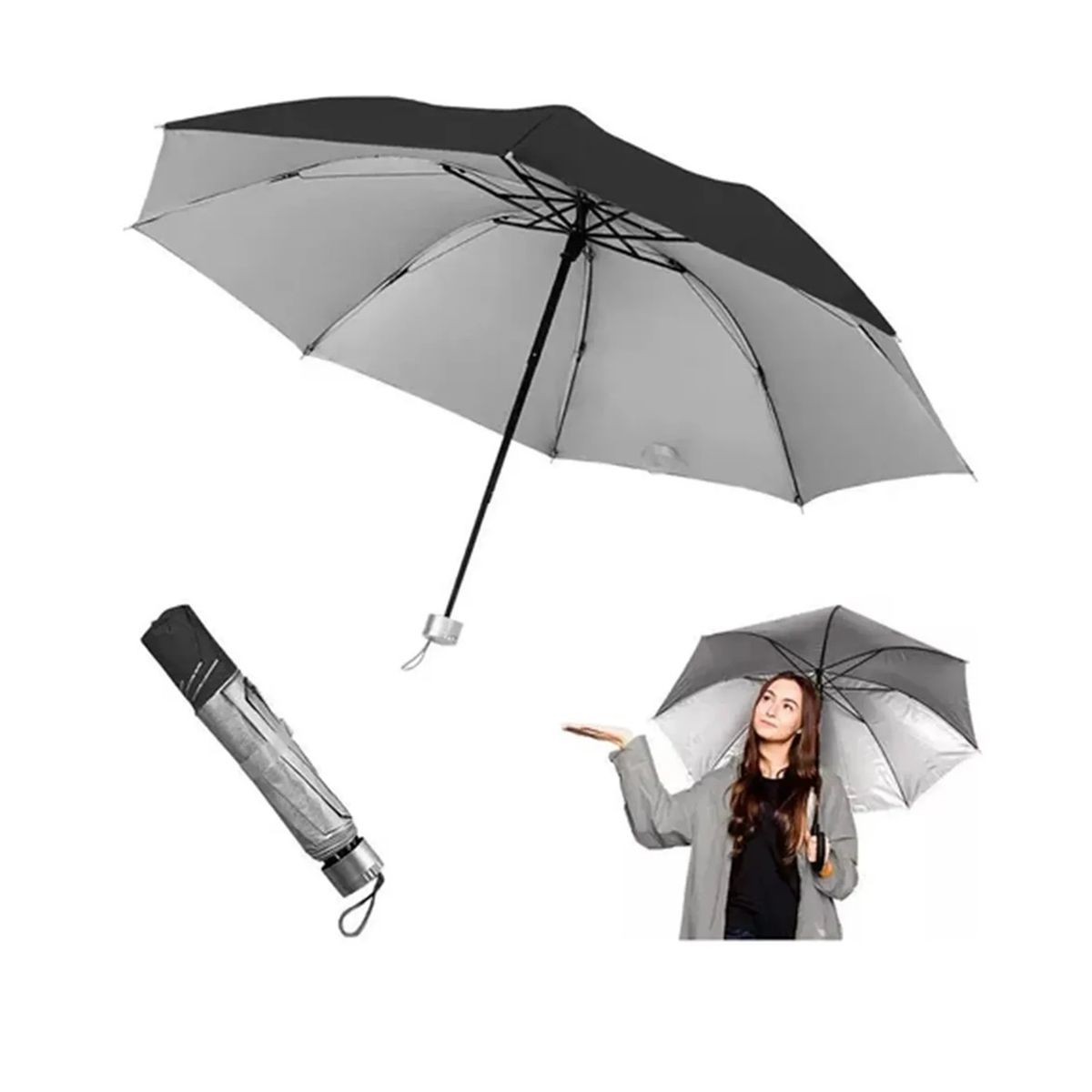 GENERICO - Paraguas Retractil Uv Manual Sombrilla De Bolsillo Portatil