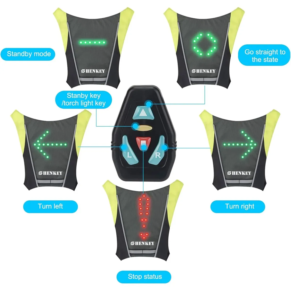 MOVI - CHALECO CON SEÑALIZADOR LED PARA BICICLETA SCOTTER