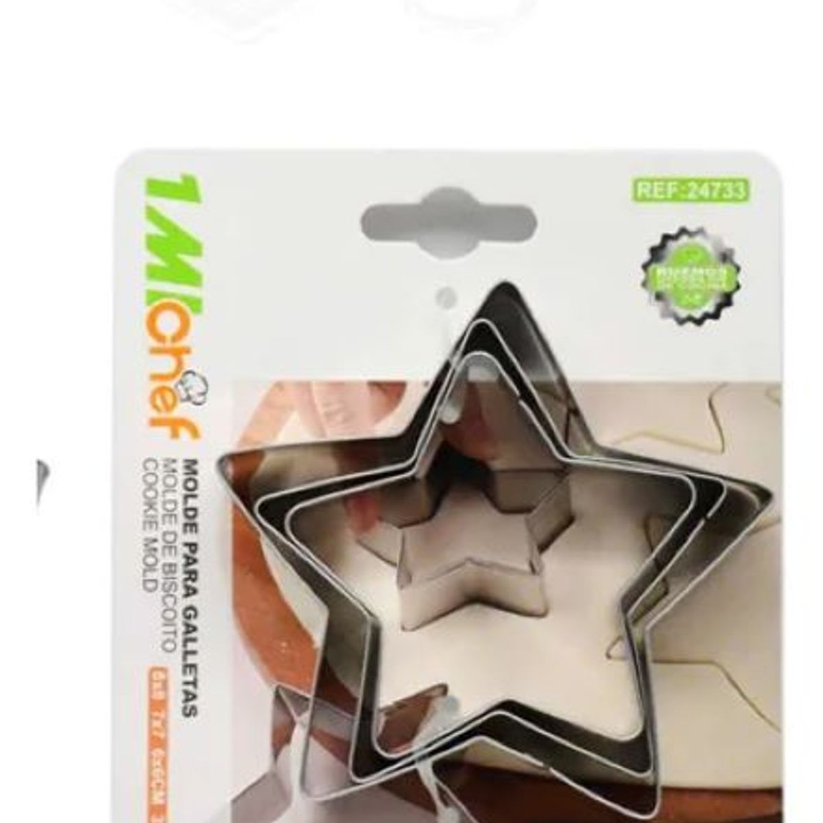 GENERICO - Set De 3 Cortadores Para Galletas Estrellas