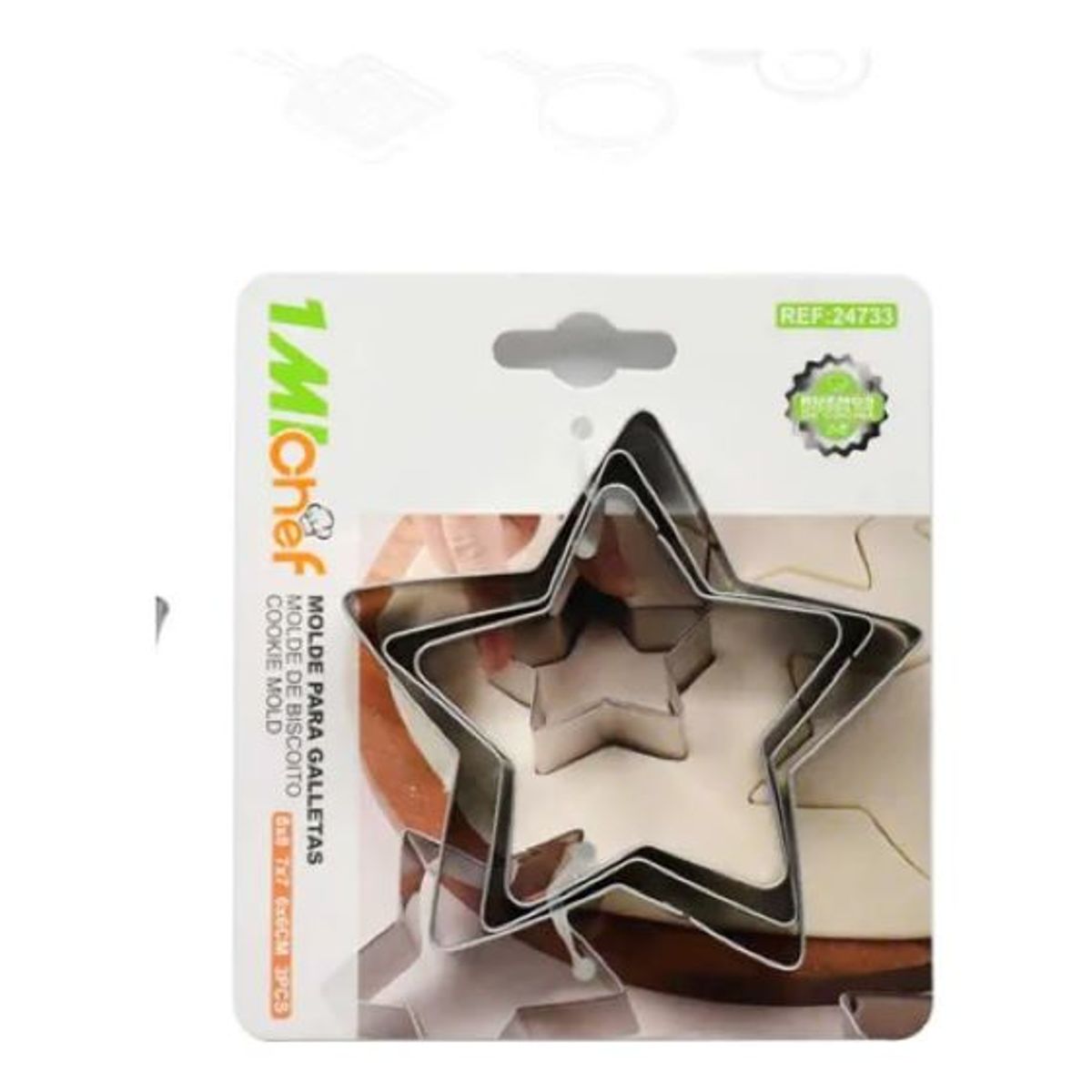 GENERICO - Set De 3 Cortadores Para Galletas Estrellas