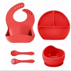 GENERICO - Set plato cubiertos 5unds para bebe