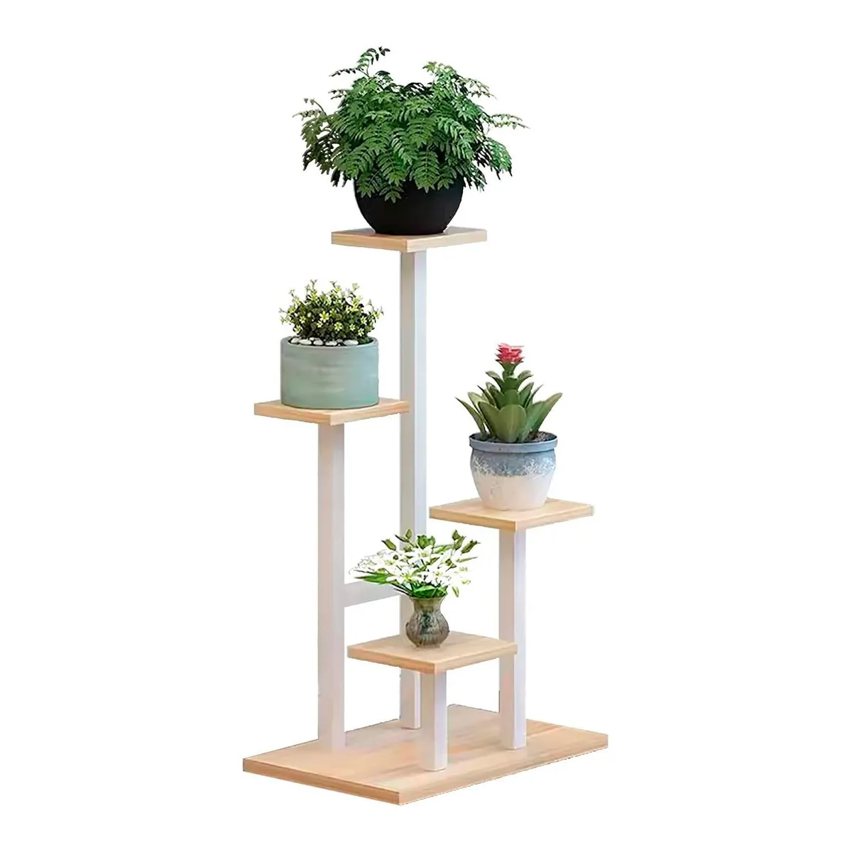 GLOBAL LATIN GROUP - Estante para Plantas de Madera Soporte Decorativo Multiuso - Blanco