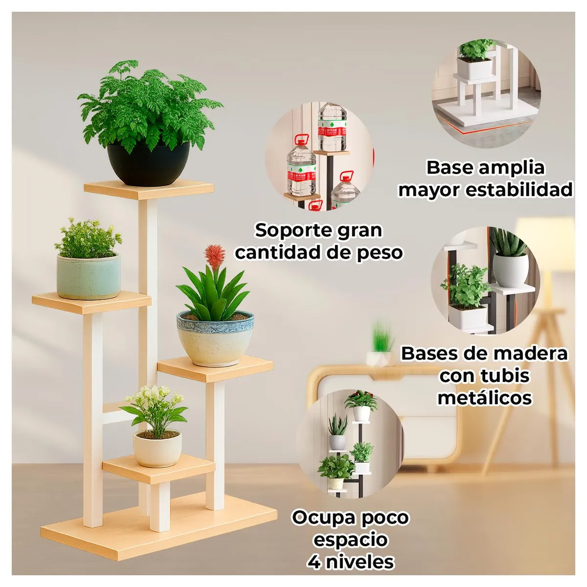 GLOBAL LATIN GROUP - Estante para Plantas de Madera Soporte Decorativo Multiuso - Marron