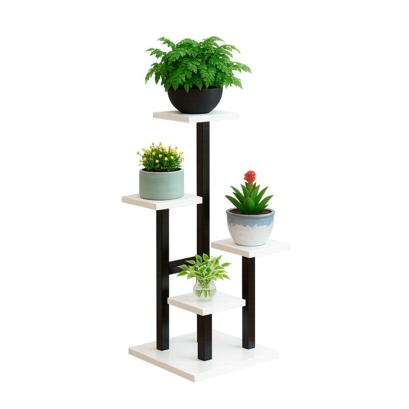 GLOBAL LATIN GROUP - Estante para Plantas de Madera Soporte Decorativo Multiuso - Negro