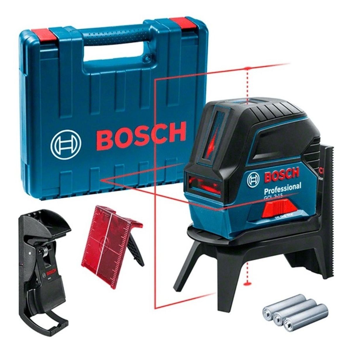 BOSCH - Nivel Laser Rojo Bosch Gcl 2-15 + Base + Soporte + Maletín