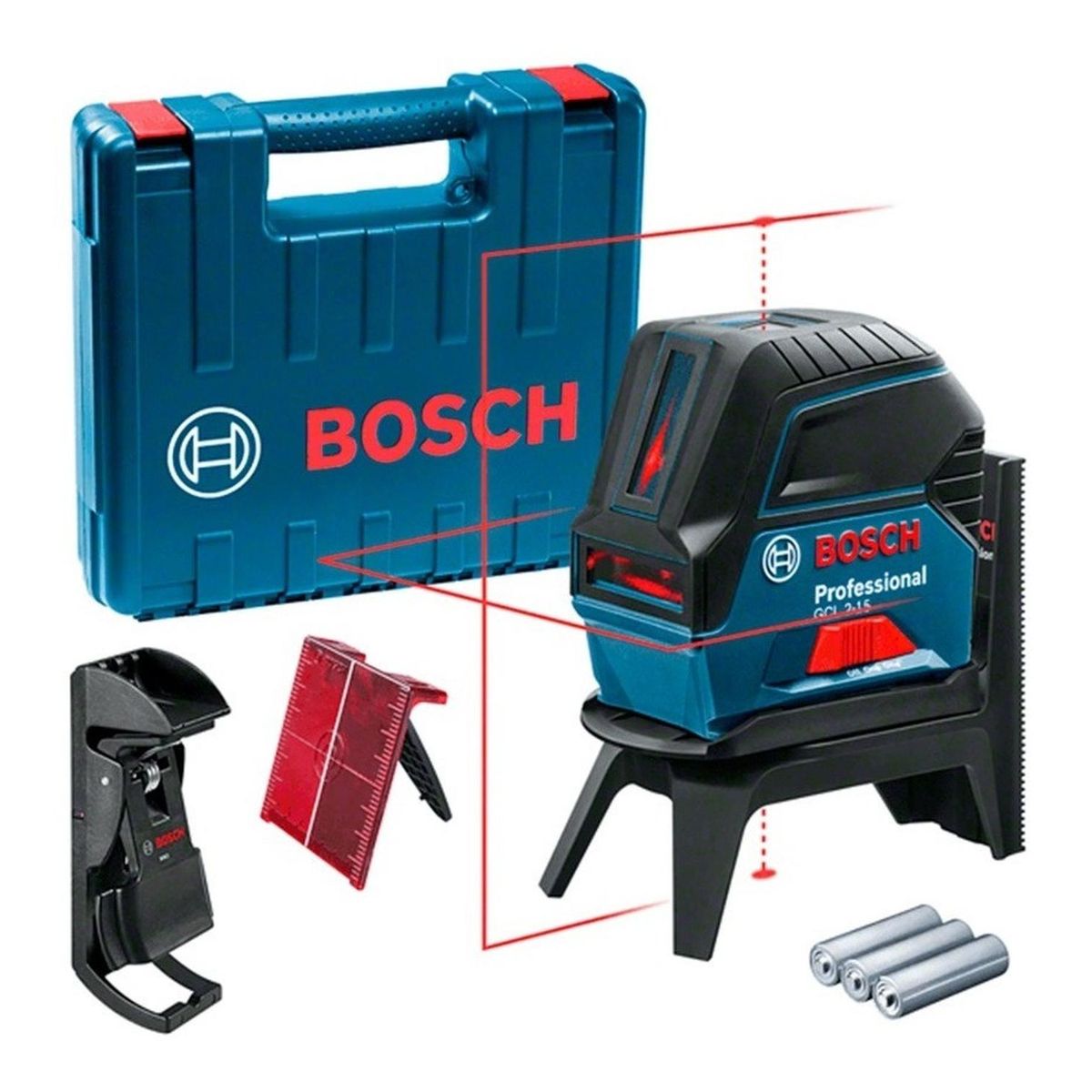 BOSCH - Nivel Laser Rojo Bosch Gcl 2-15 + Base + Soporte + Maletín