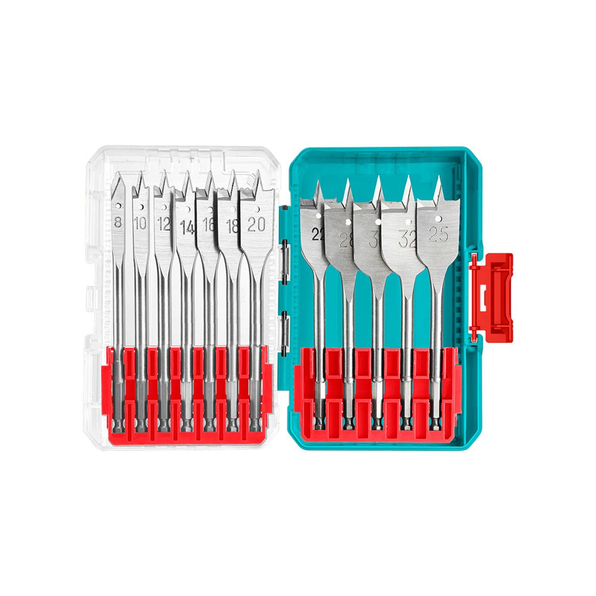 TOTAL TOOLS - Set 12 piezas Brocas Planas para Madera