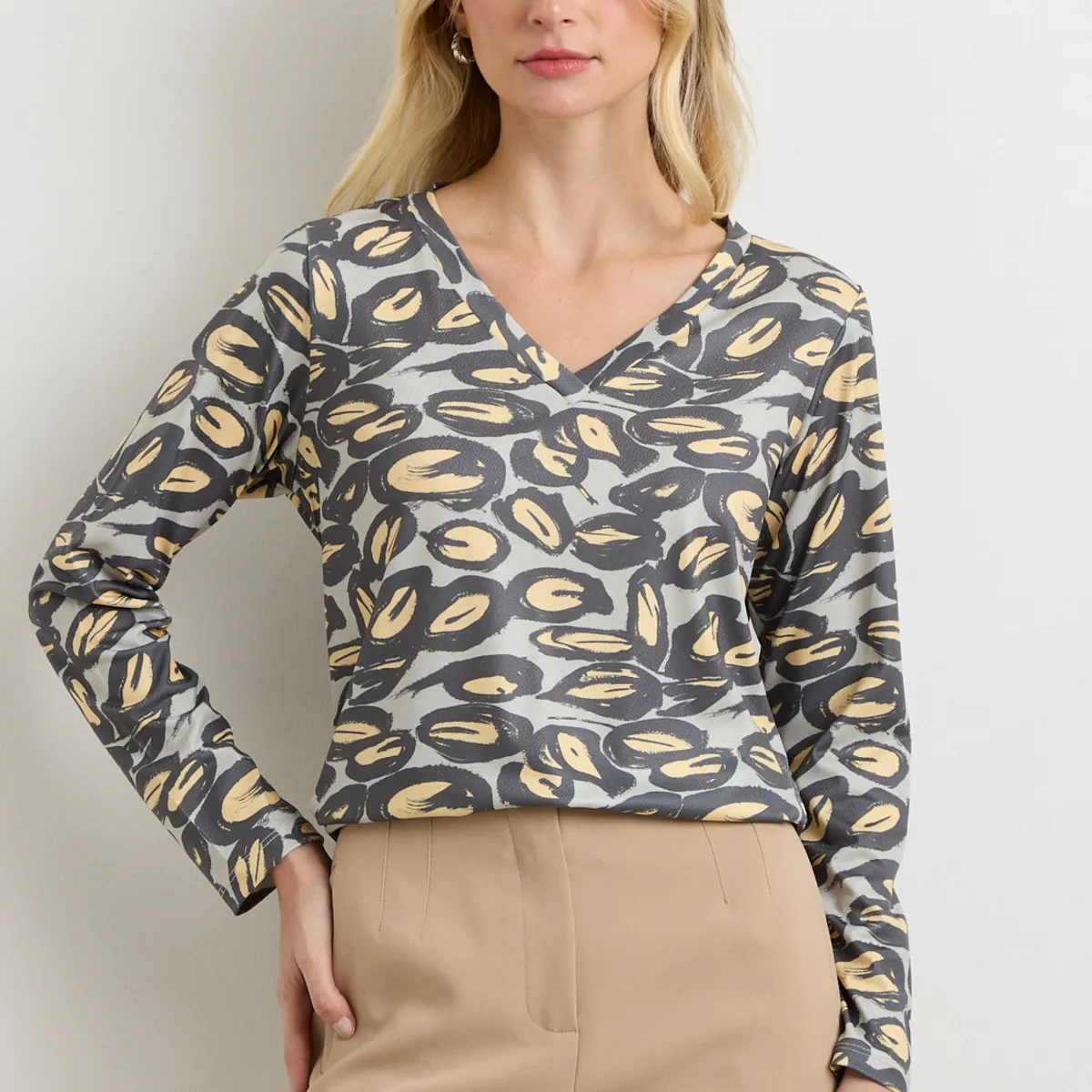 ASH - Polera Manga Larga Beige Mujer Ash