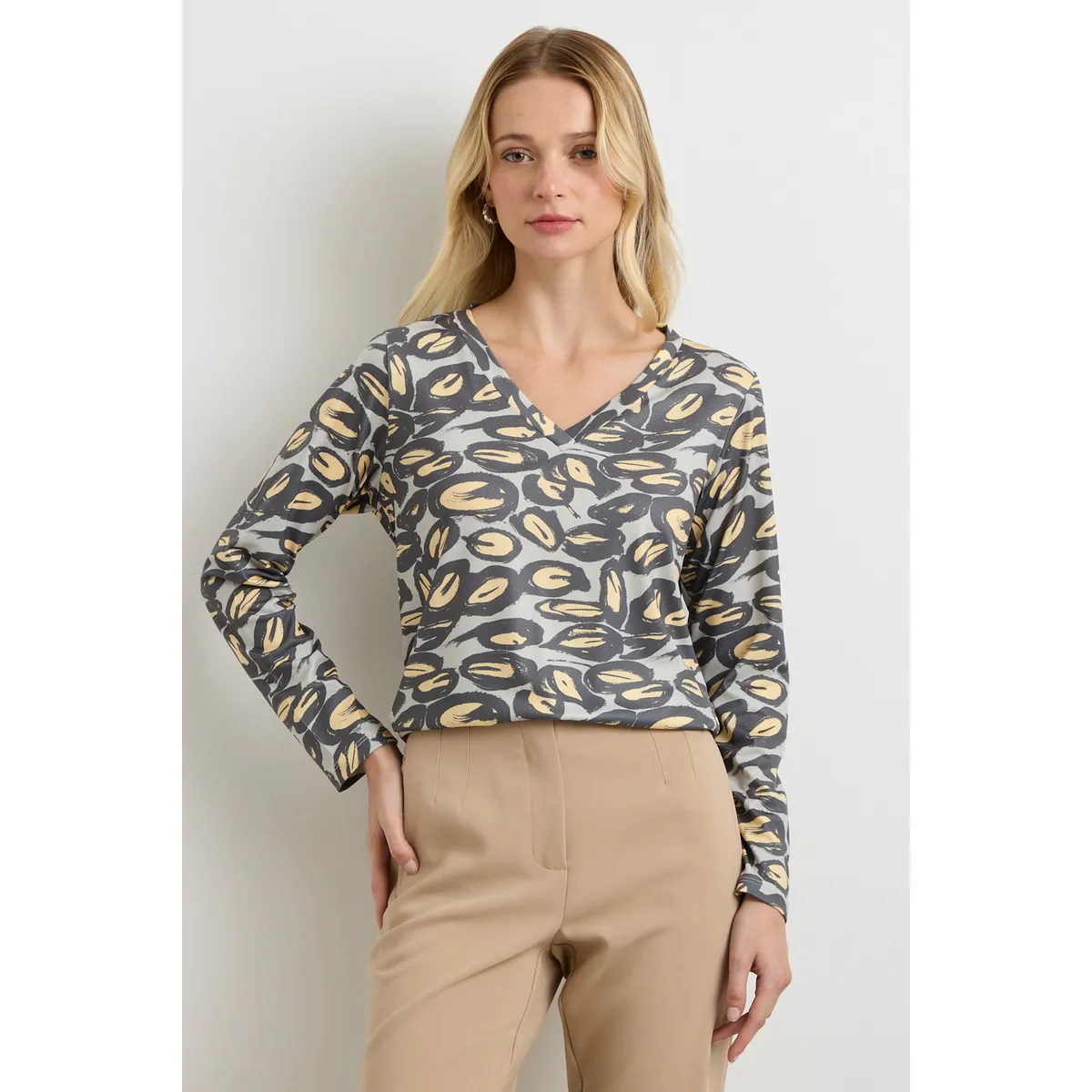 ASH - Polera Manga Larga Beige Mujer Ash