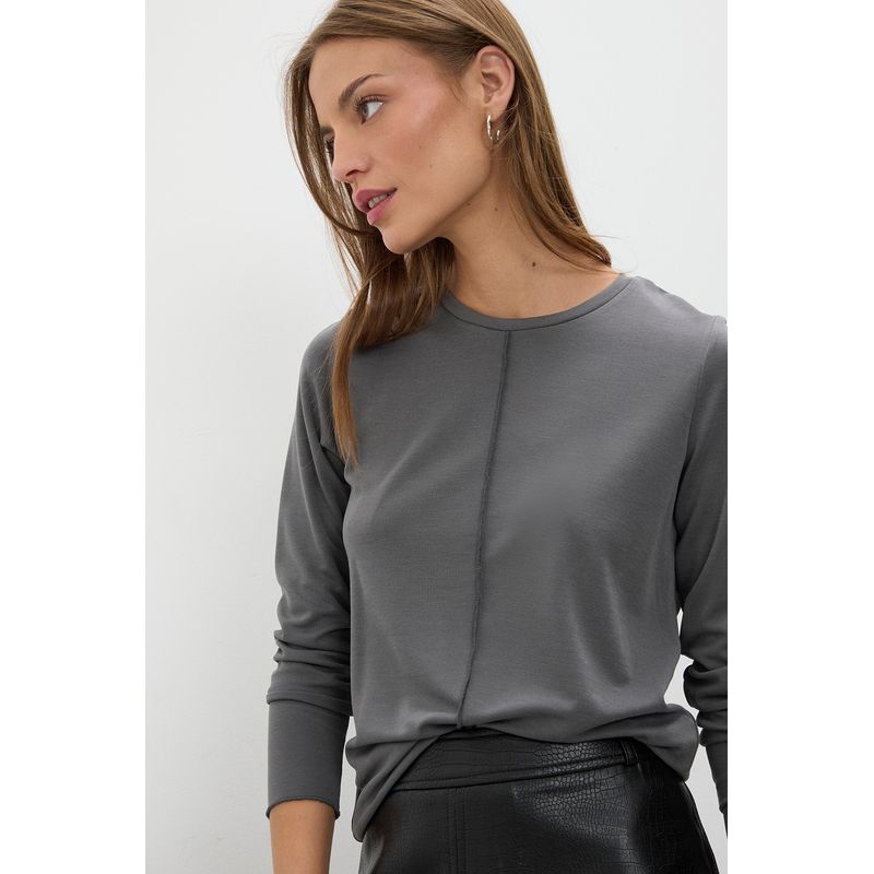IO - Polera Manga Larga Gris Marengo Mujer Io