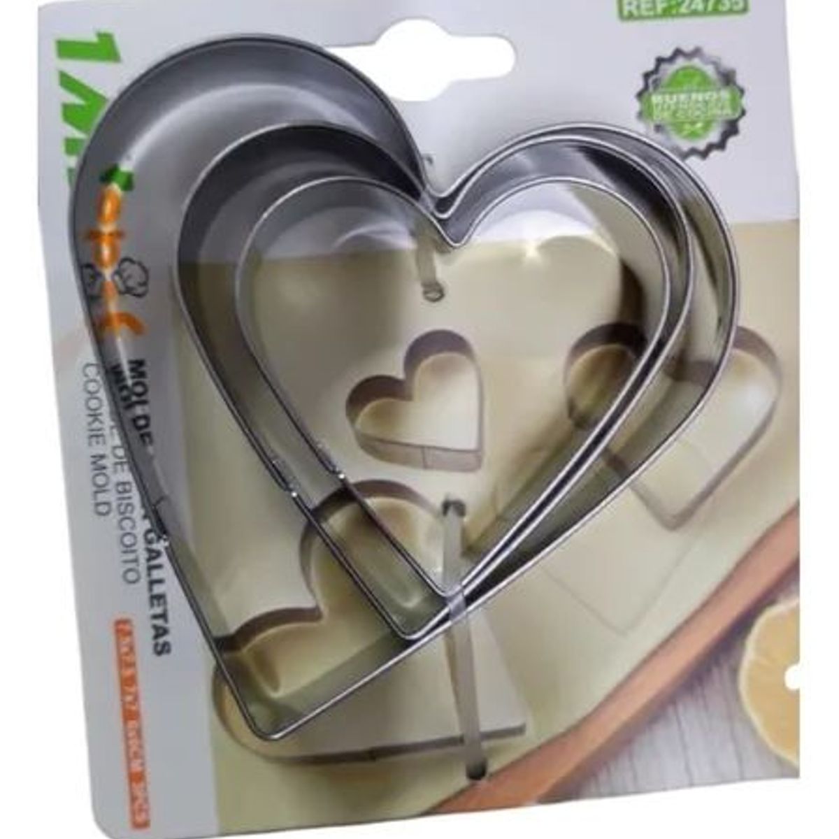 GENERICO - Set De 3 Cortadores Para Galletas Corazon